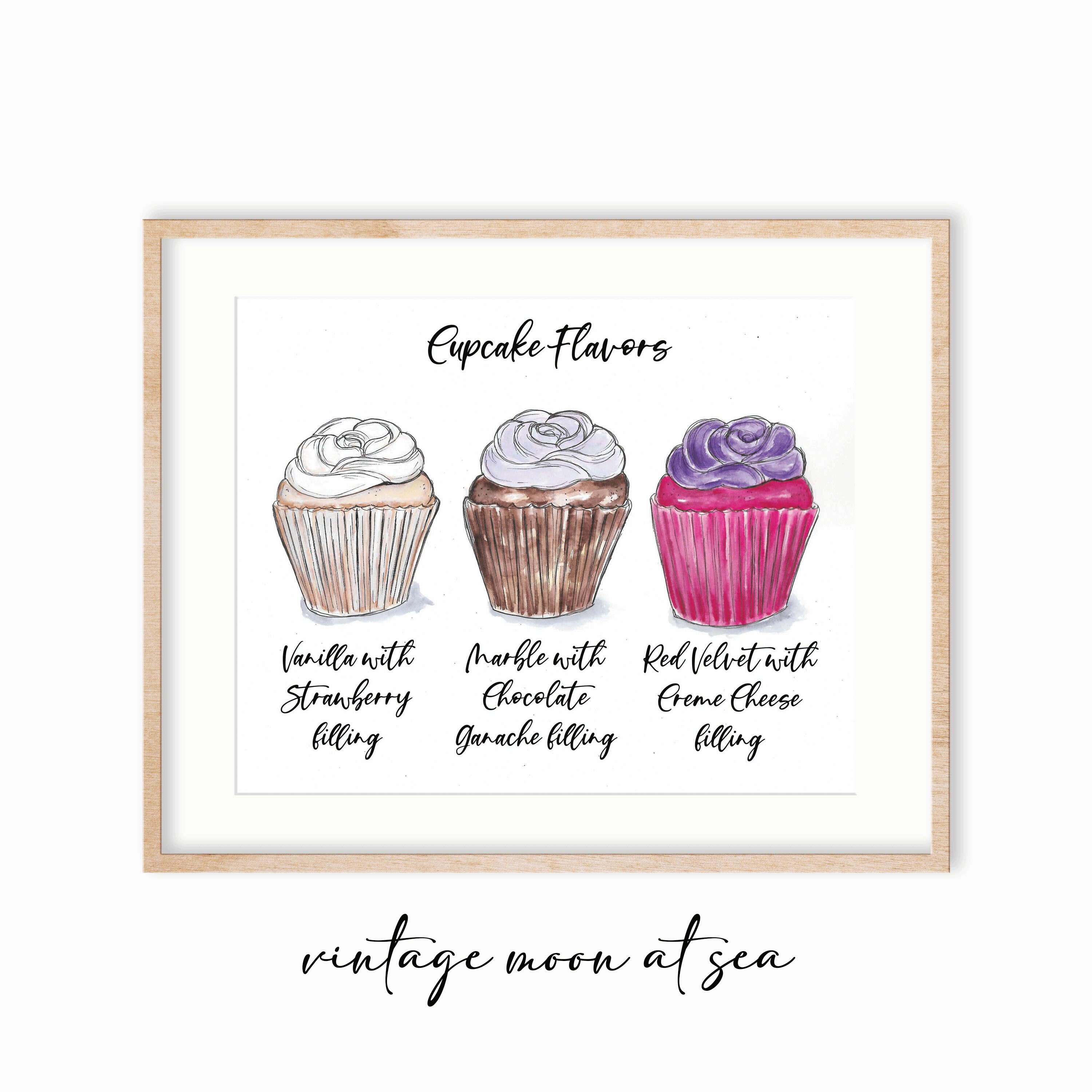 Custom cupcake flavor wedding sign / dessert menu / reception Etsy