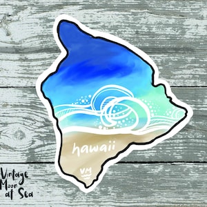 Big Island Aufkleber, Vinyl wasserdichter Aufkleber, Wasserflasche, Hawaii Aufkleber