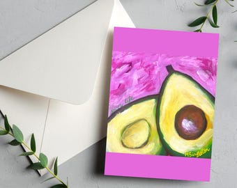 Avocado Art Note Card, blank card, folded stationery, made in Hawaii