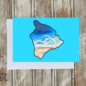 Big Island-notitiekaart, grillige kunstkaart, Hawaii-wenskaart, blanco kaart, gevouwen briefpapier, gemaakt in Hawaii