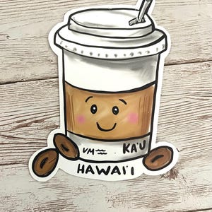 Ka'u Coffee Vinyl wasserdichter Aufkleber, Wasserflasche, Hawaii-Aufkleber, Aufkleber