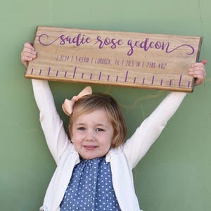 Custom Wooden Birth Ruler Classic Style with Birth Stats Newborn Baby Gift image 1