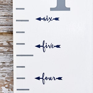 Height Marker for Growth Chart Ruler - Vinyl Decal Arrow in Script - Measuring Mark