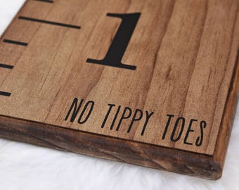 Growth Chart Ruler Add-On -- Custom Personalization Decal -- For the Side - "No Tippy Toes"