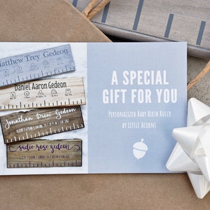 CADEAUBON voor 1 aangepaste houten geboorteliniaal - moderne stijl met geboortestatistieken - pasgeboren babycadeau