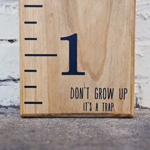 Growth Chart Ruler Add-On Custom Personalization Decal For the Bottom Don't Grow Up It's a Trap image 1