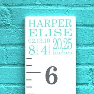 Growth Chart Ruler Add-On -- Custom Personalized Decal -- Top Header -- Name and Birth Stats -- Subway Art Style
