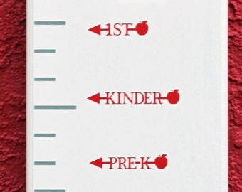 Height Marker for Growth Chart Ruler - Vinyl Decal Arrow with Apple - Measuring Mark