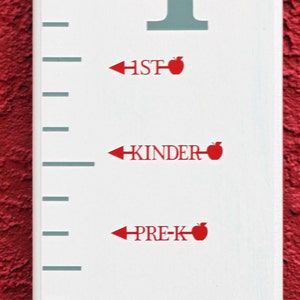 Height Marker for Growth Chart Ruler Vinyl Decal Arrow with Apple Measuring Mark image 1
