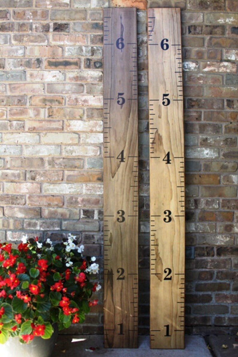 Handstained Wooden Growth Chart Ruler with vintage design Etsy