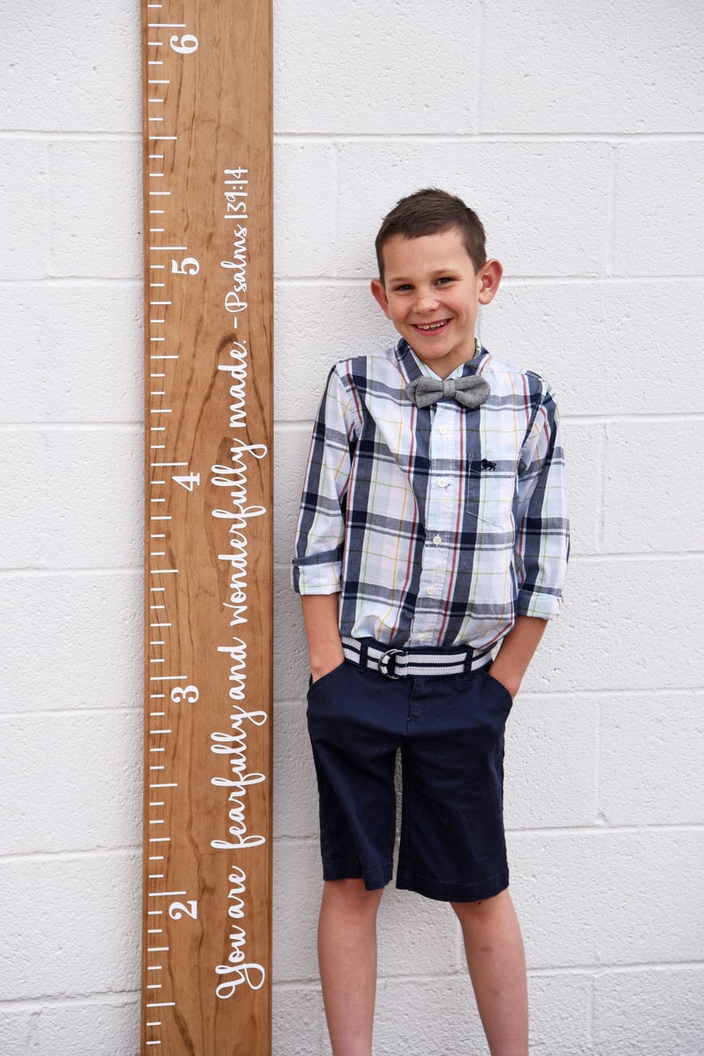 DIY Growth Chart Ruler Add-On Vinyl Decal Bible Verse Psalms 139:14 For the Side Modern Script Style image 3