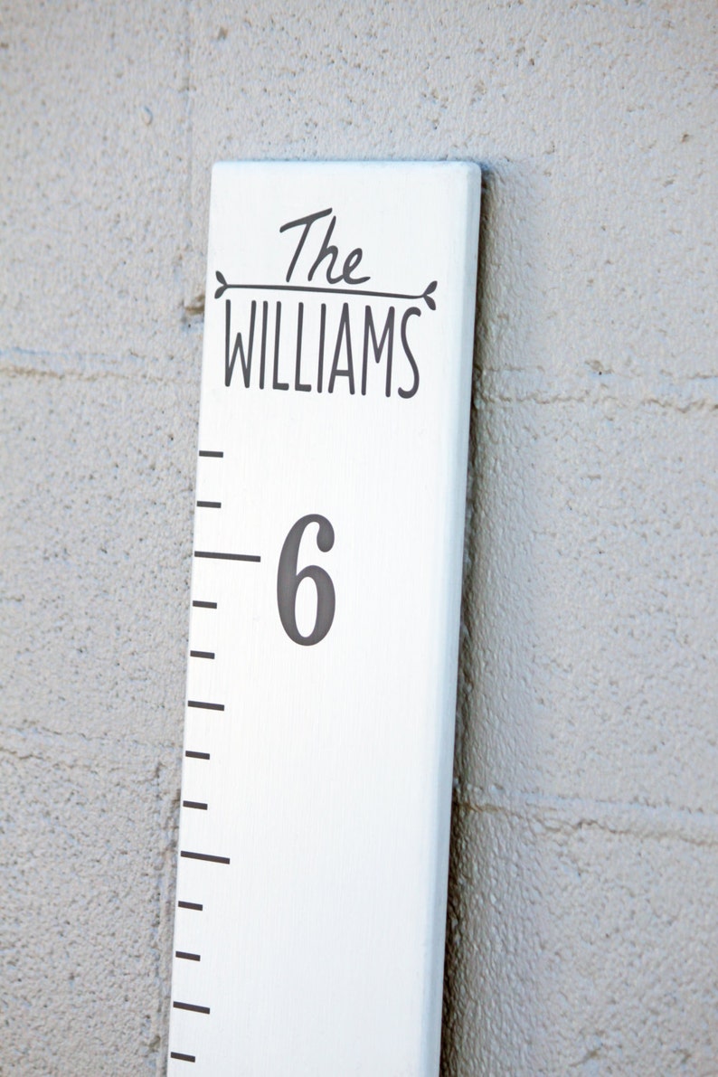 DIY Growth Chart Ruler Add-On Custom Personalized Decal Top Header Modern Style Family Name image 2