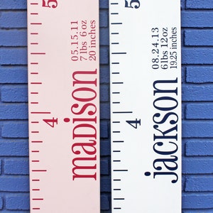 DIY Growth Chart Ruler Add-On -- Custom Personalized Decal -- For the Side -- Name and Birth Stats -- Print Style