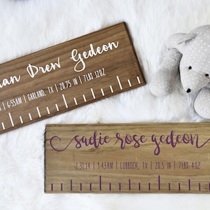 Custom Wooden Birth Ruler Classic Style with Birth Stats Newborn Baby Gift Bild 2