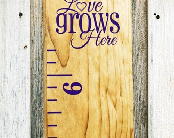 Growth Chart Ruler Add-On--"Love Grows Here" Vinyl Decal with heart --Top Header