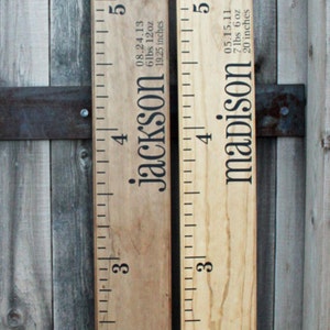 DIY Growth Chart Ruler Add-On Custom Personalized Decal For the Side Name and Birth Stats Print Style image 2