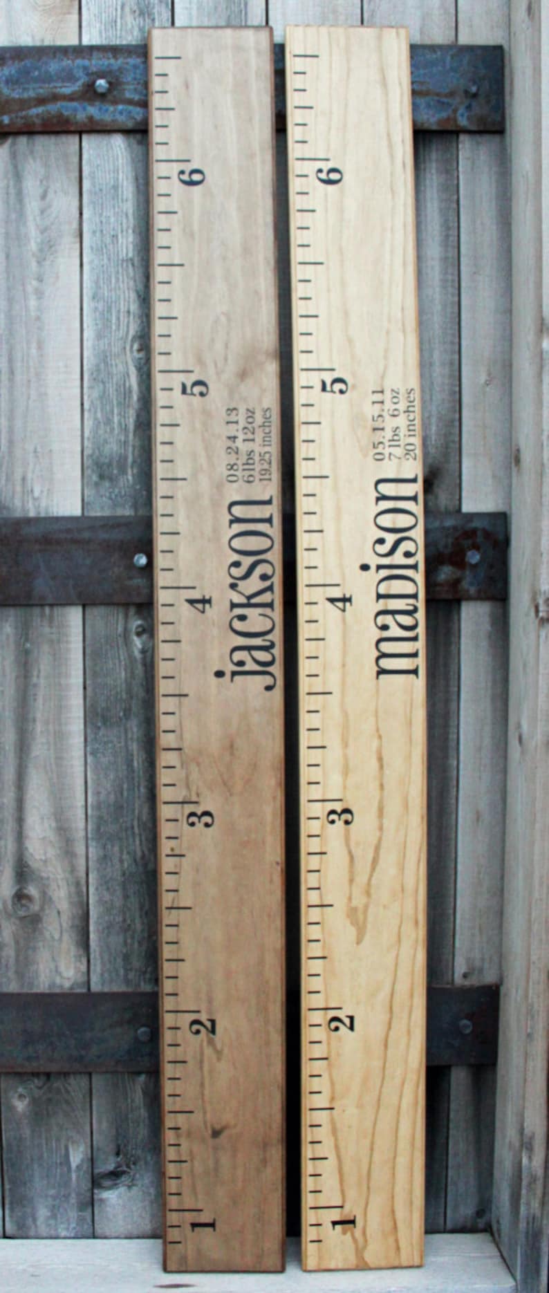 DIY Growth Chart Ruler Add-On Custom Personalized Decal For the Side Name and Birth Stats Print Style image 2