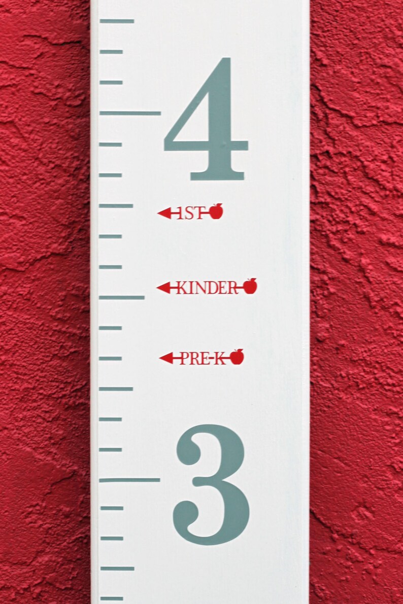 Height Marker for Growth Chart Ruler Vinyl Decal Arrow with Apple Measuring Mark image 1