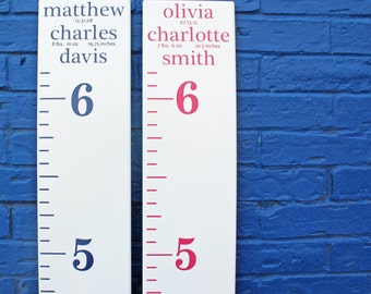 DIY Growth Chart Ruler Add-On -- Custom Personalized Decal -- Top Header -- Name and Birth Stats -- Classic Style