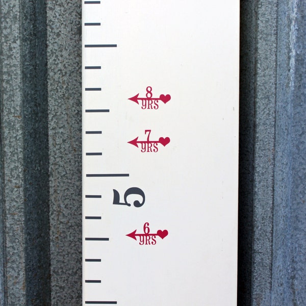 Height Marker for Growth Chart Ruler - Vinyl Decal Arrow with Heart - Measuring Mark