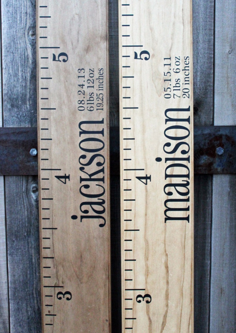 DIY Growth Chart Ruler Add-On Custom Personalized Decal For the Side Name and Birth Stats Print Style image 4