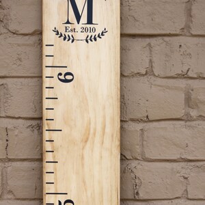 Growth Chart Ruler Add-On Custom Personalization Decal Laurel Monogram with Est. date image 2