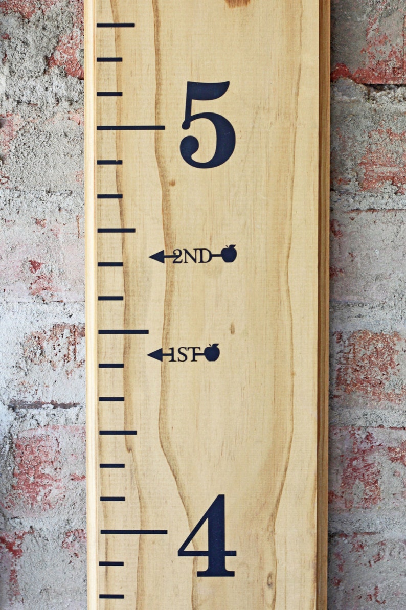 Height Marker for Growth Chart Ruler Vinyl Decal Arrow with Apple Measuring Mark image 3