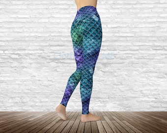 Glittery Mermaid Adult Full Capri Length Yoga Print Pants Tights Soft Leggings Workout Colorful Printed Exercise Plus Kids Glittery Mermaid Adult Full Capri Length Yoga Print Pants Tights Soft Leggings Workout Colorful Printed Exercise Plus Kids