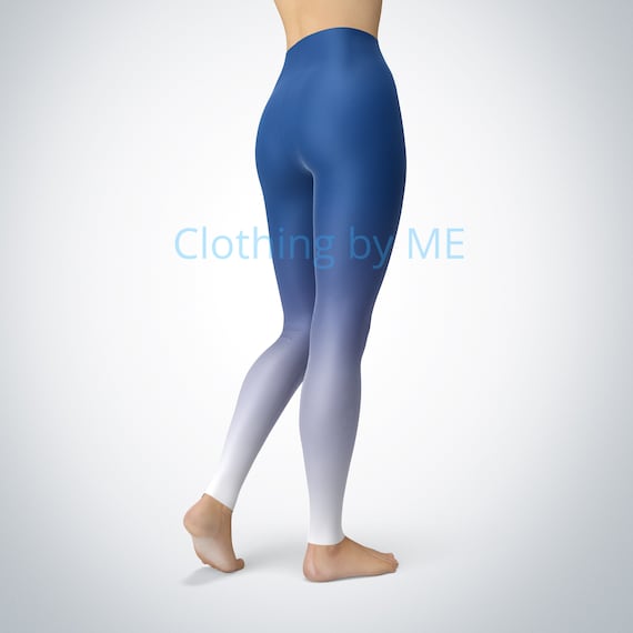 Custom Football, Baseball, and Hockey Team Colors Blue Ombre Leggings for  Women and Kids Full-length or Capri XS-6XL Free Shipping 