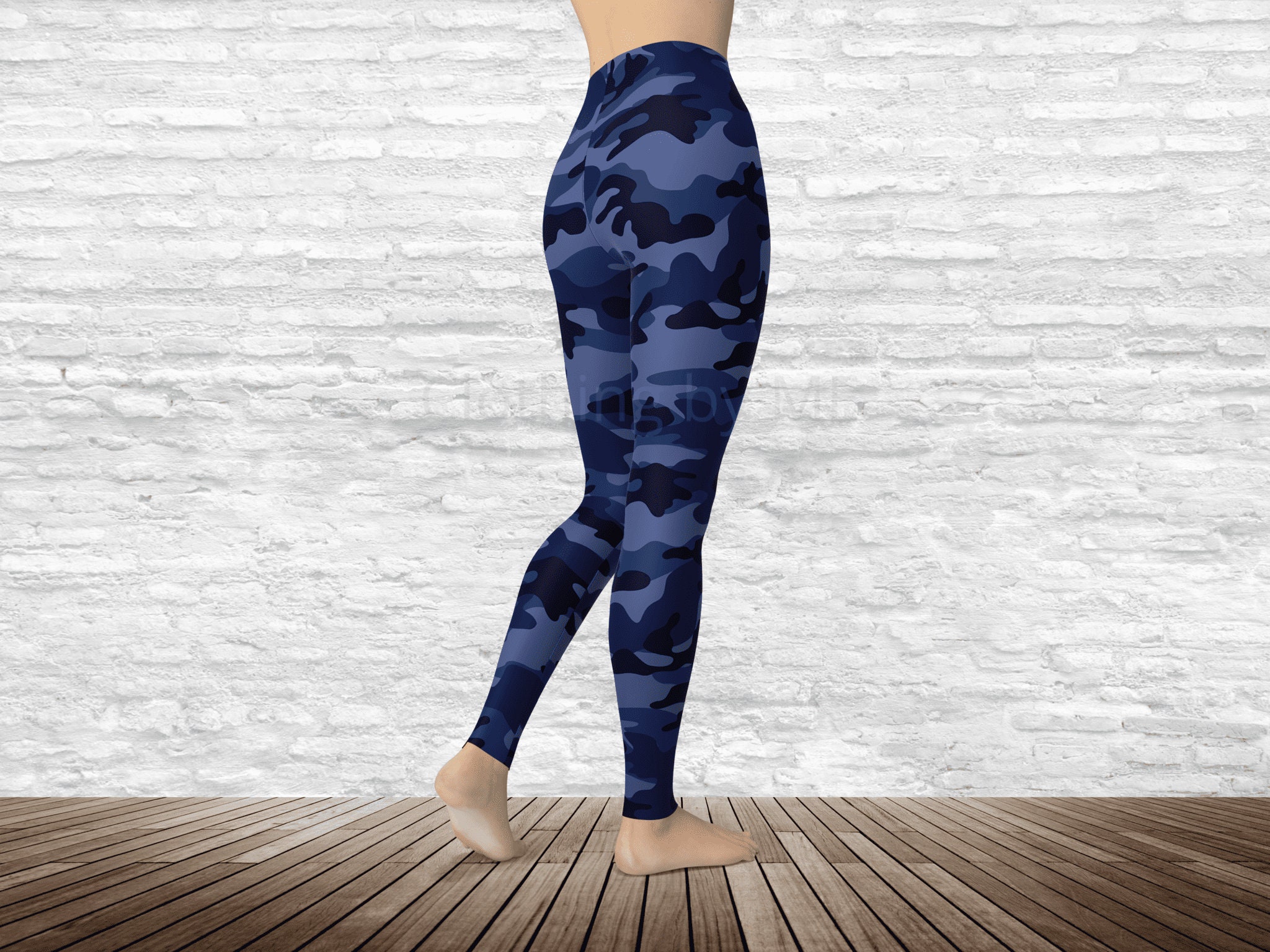 Blue Camo Leggings  Camouflage Casual Active Wear