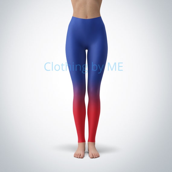 Custom Football, Baseball, and Hockey Team Colors Blue Ombre Leggings for  Women and Kids Full-length or Capri XS-6XL Free Shipping 