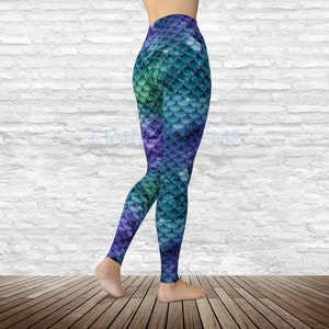 Glittery Mermaid Leggings for Women & Kids Full-length or Capri With a  Vibrant Mermaid Scale Design XS-6X Free Shipping 