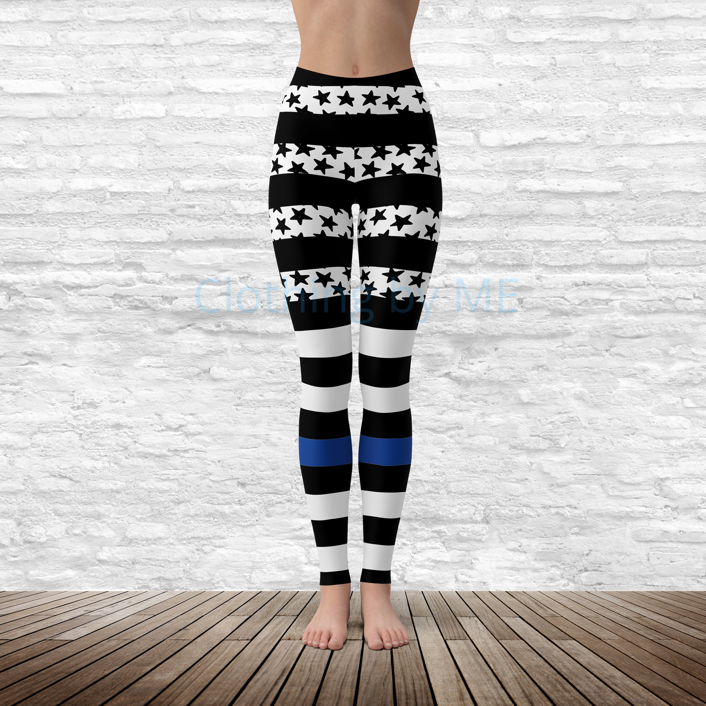 thin blue line yoga pants