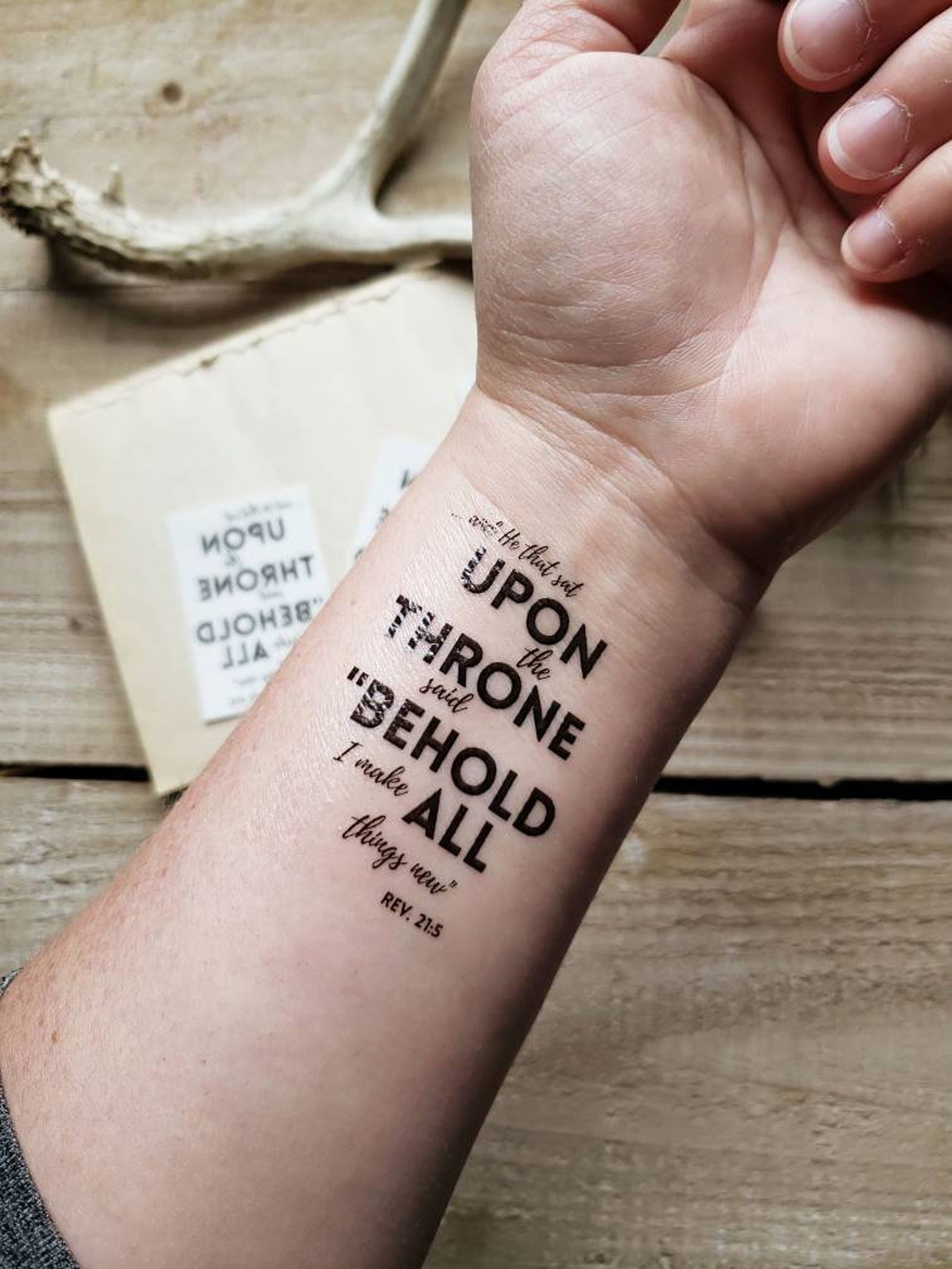 Temporary tattoo Bible verse Revelation 215 scripture Etsy