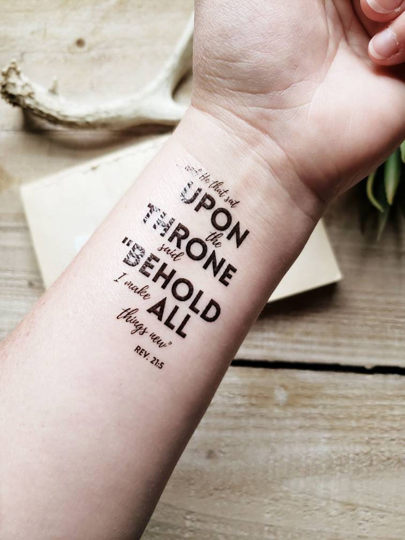 Temporary tattoo Bible verse Revelation 215 scripture Etsy