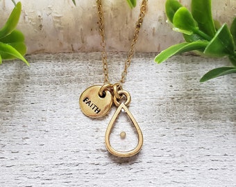 Gold Mustard Seed Faith Necklace - Bible Verse Jewelry for Christian Women, Baptism Gift for Her, Unique Handmade Gift Idea