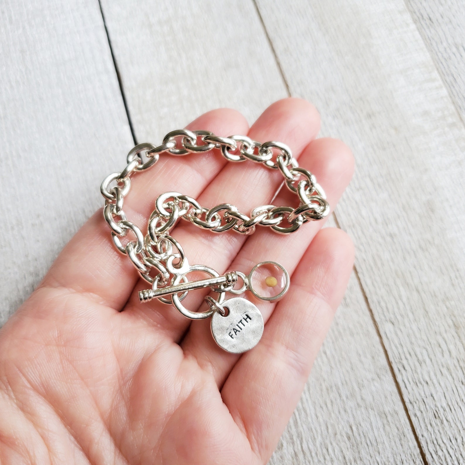 Mustard Seed Bracelet Silver Faith Bracelet Matthew 17 20 Etsy