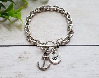 Silver Bible Verse Bracelet, We Have this Hope as an Anchor for the Soul, Hebrews 6:19, Christian Jewelry for Women, Christian Gifts for Her