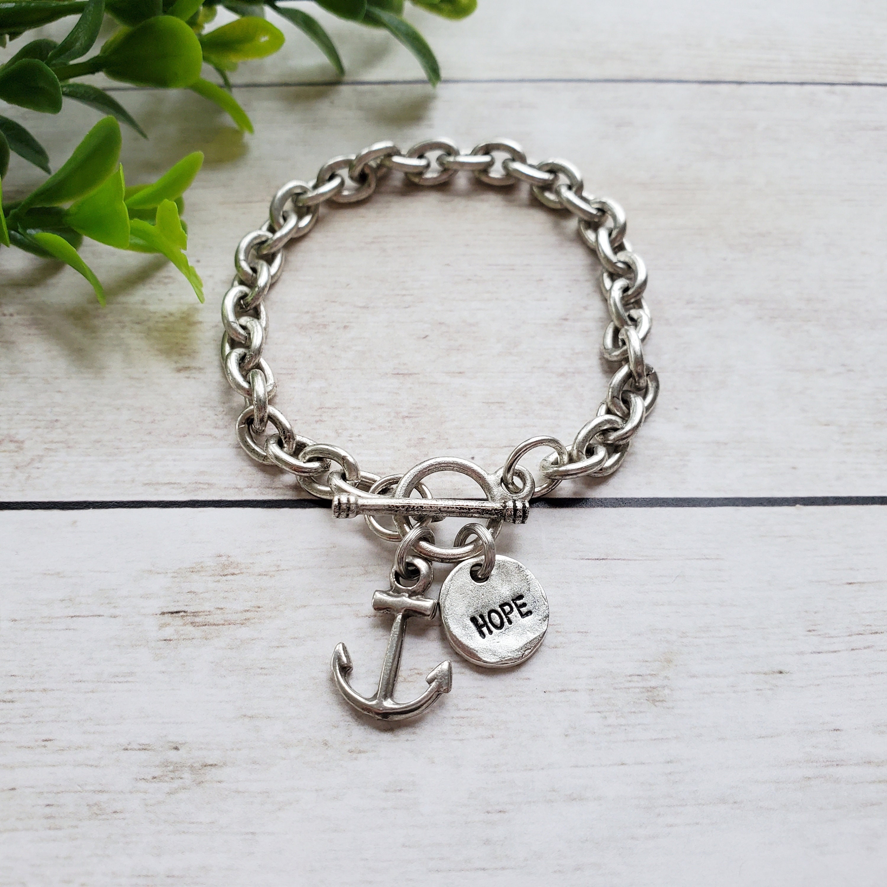 Silver Bible Verse Bracelet We Have This Hope as an Anchor - Etsy