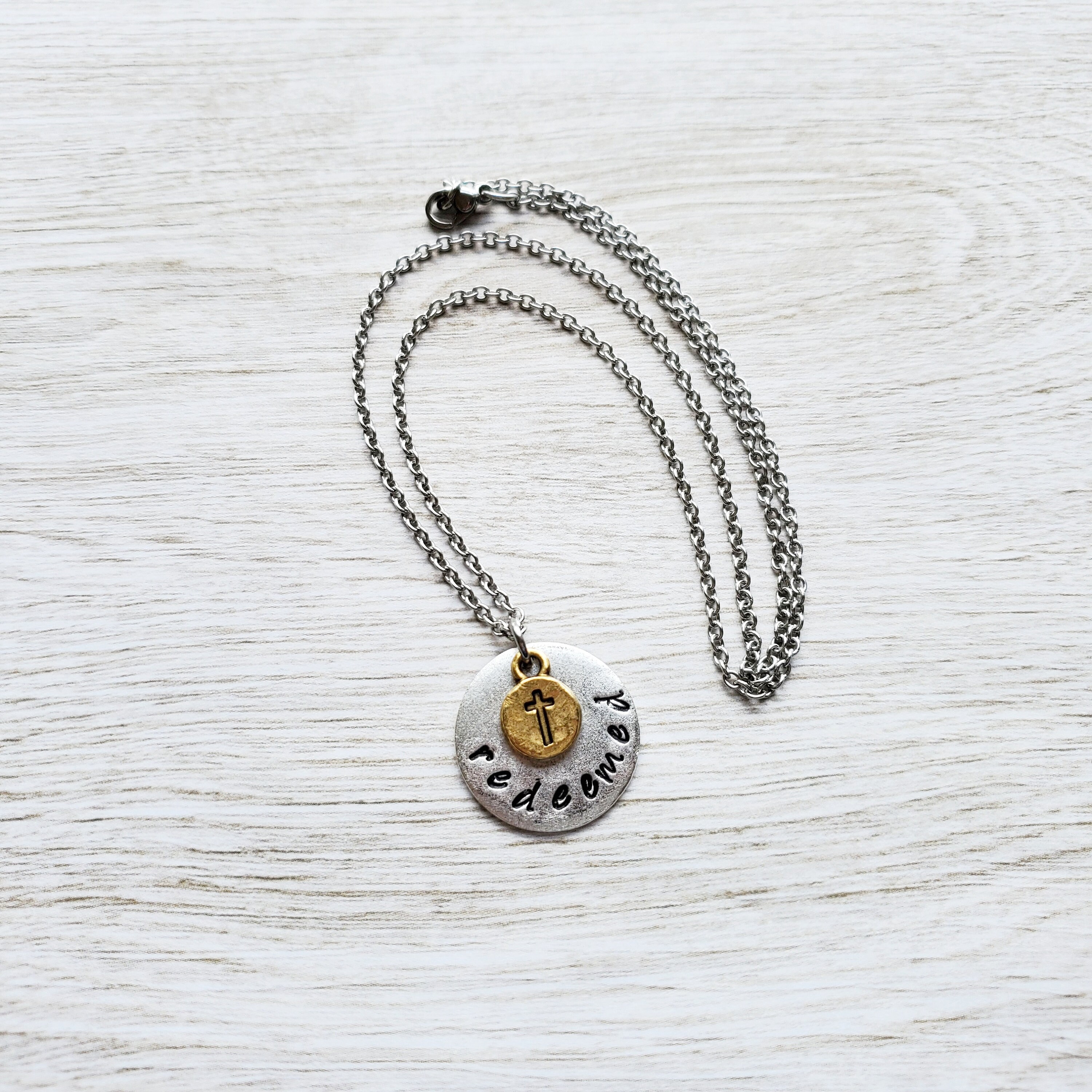 Redeemed Necklace Hand Stamped Christian Necklace Etsy UK