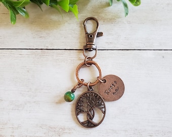 Jeremiah 17 Deep Roots Copper Bible Verse Keychain Clip or Purse Charm, Gift for Christian Woman, Blessed are Those Who Trust in the Lord