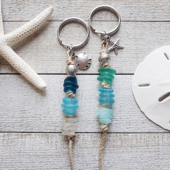 Boho Keychain, Coastal Gifts, Natural Gifts for Women, Sea Glass