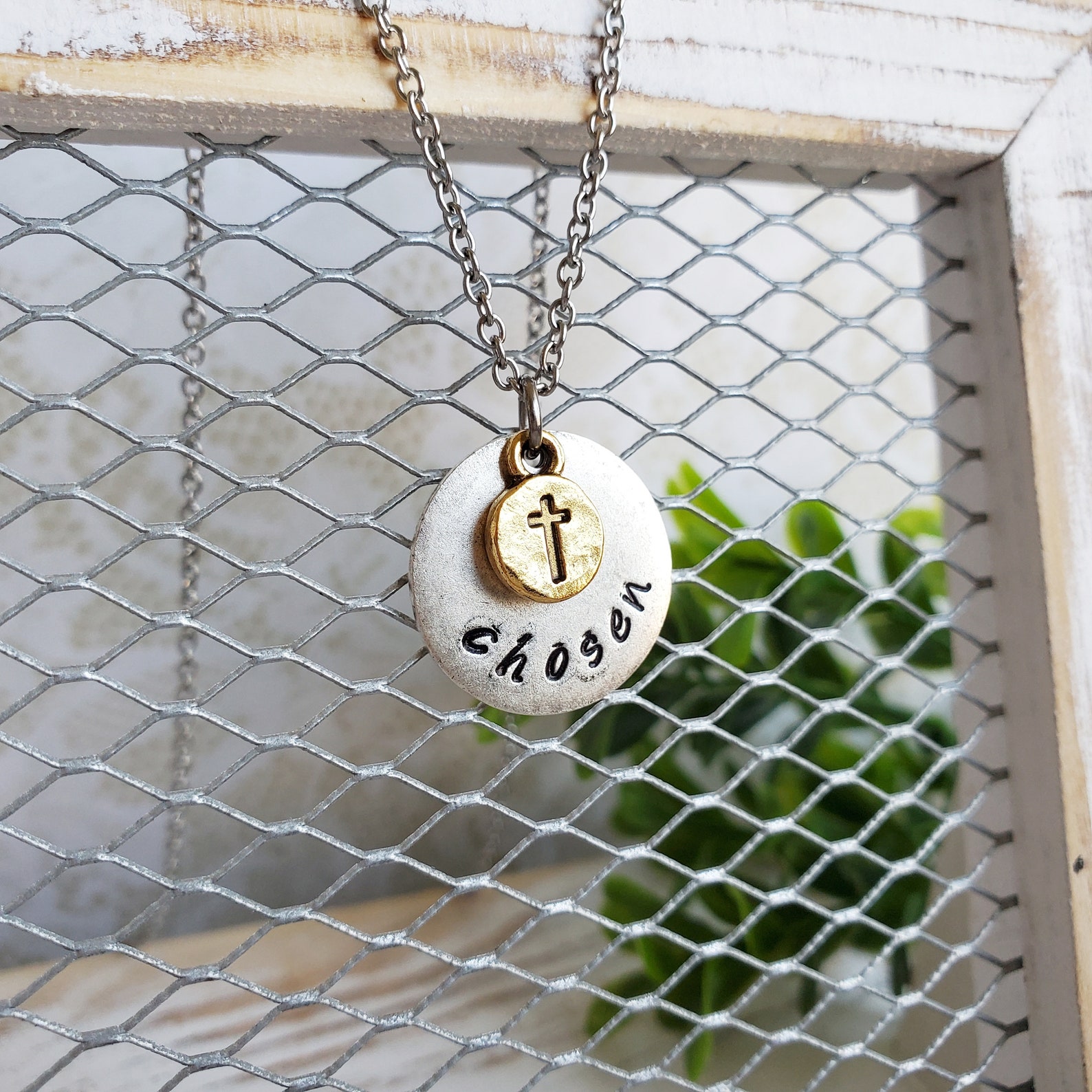 Chosen Necklace Christian Jewelry Hand Stamped Jewelry Gold Etsy
