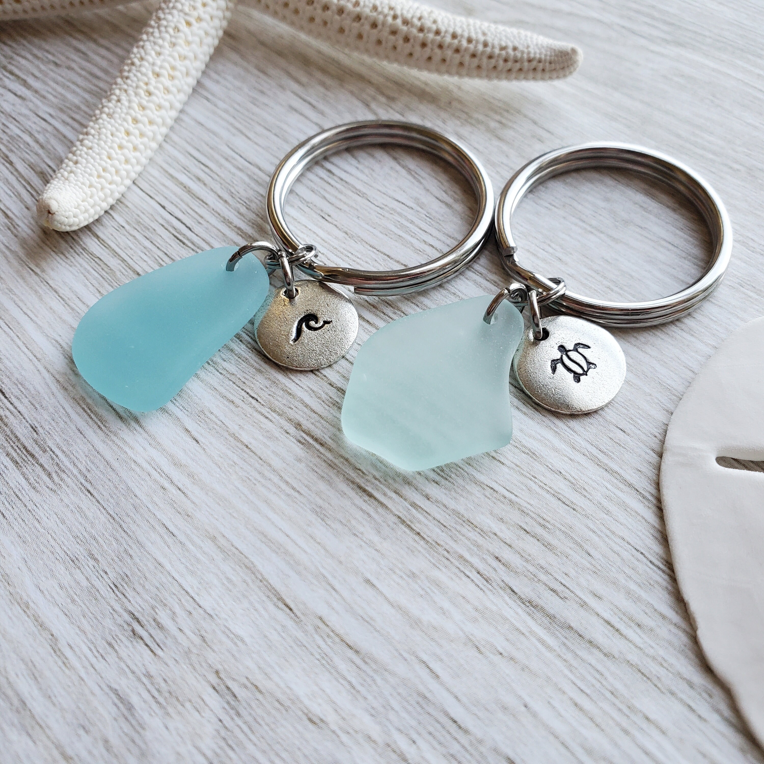 Sea Glass Keychain Ocean Keychain Custom Gift Seaglass Key Etsy