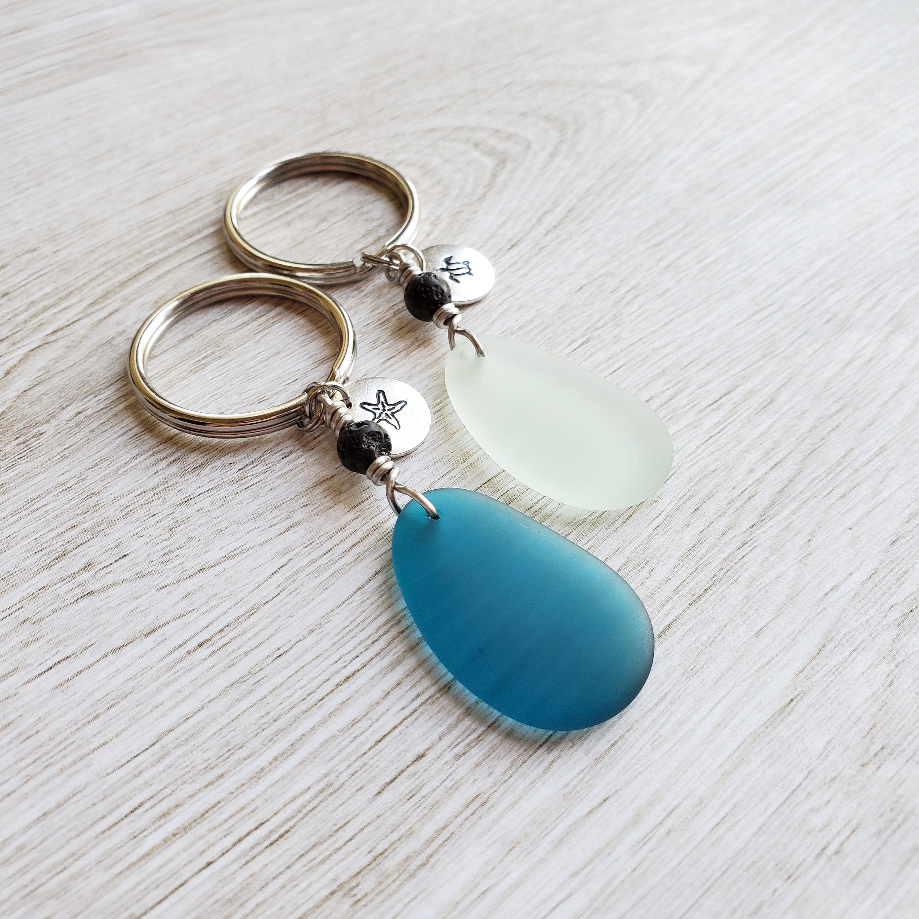 Sea Glass Keychain Ocean Keychain Seaglass Key Chain Etsy