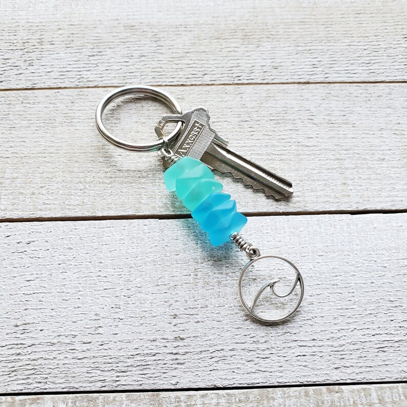 Sea Glass Key Chain Ocean Wave Keychain Tropical Gift Beach Etsy