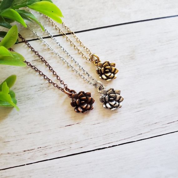 Mini Succulent Necklace Handmade Minimalist Jewelry Birthday