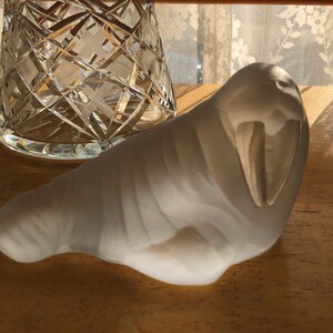 Nybro Glass Sweden 1985, Frosted Satin Crystal Glass Walrus - FREE shipping to U. S, Address