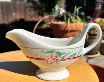 Shenango Restuarant China Gravy Sauce Boat Pink Orchid