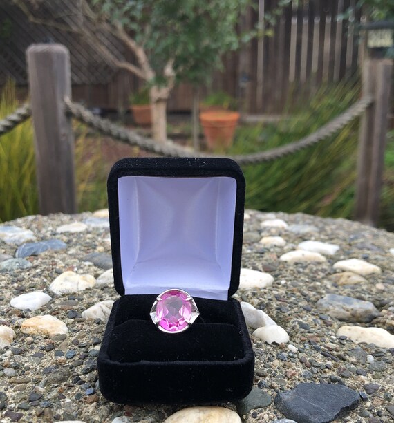 10K White Gold Pink Sapphire Ring - image 1